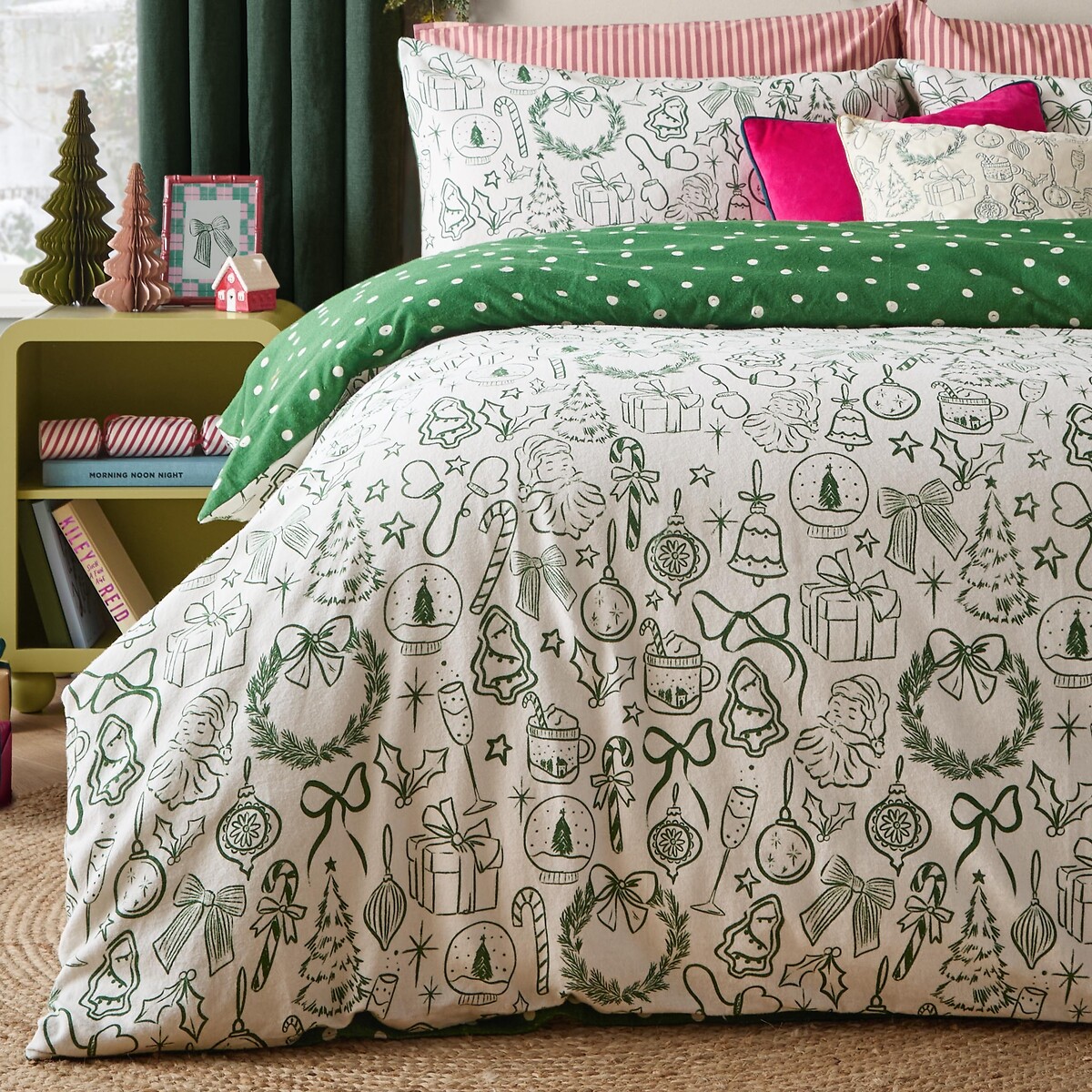 Merry Christmas Reversible Duvet Cover and Pillowcase Set multi-coloured, FURN.