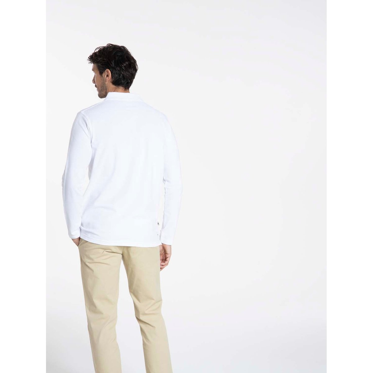 Polos manches longues en coton ORLEANS blanc, GENTLEMAN FARMER