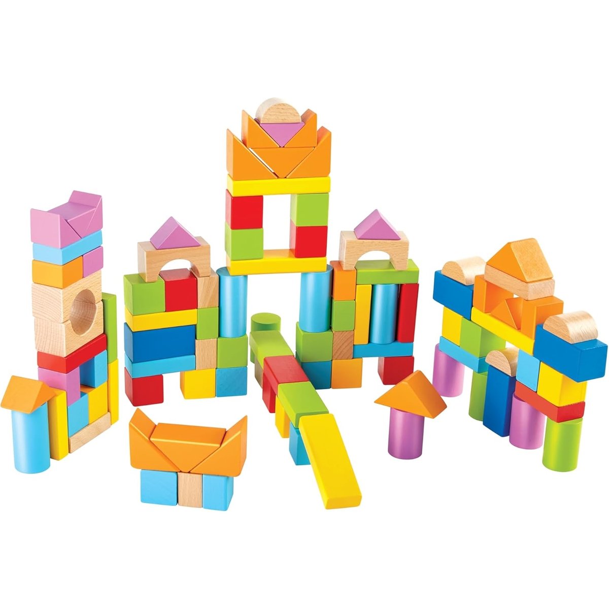 Set de blocs de bois colorés, 101 pièces. multicolore, HAPE
