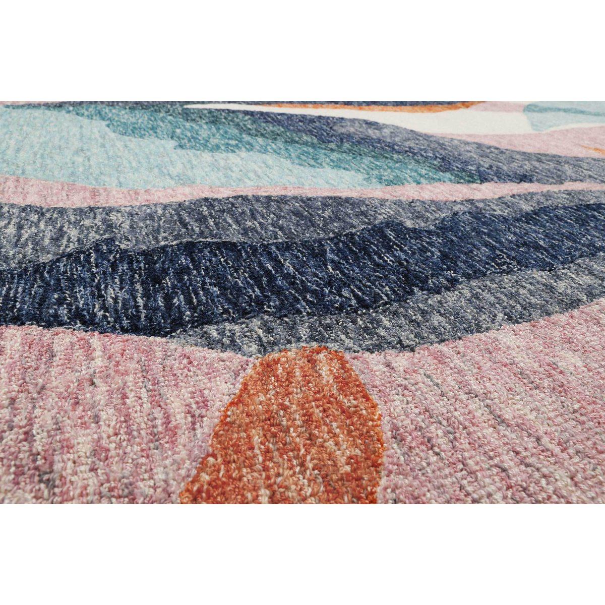 Tapis fait main à poil ras motif abstrait ,  Hills multicolore, ESPRIT