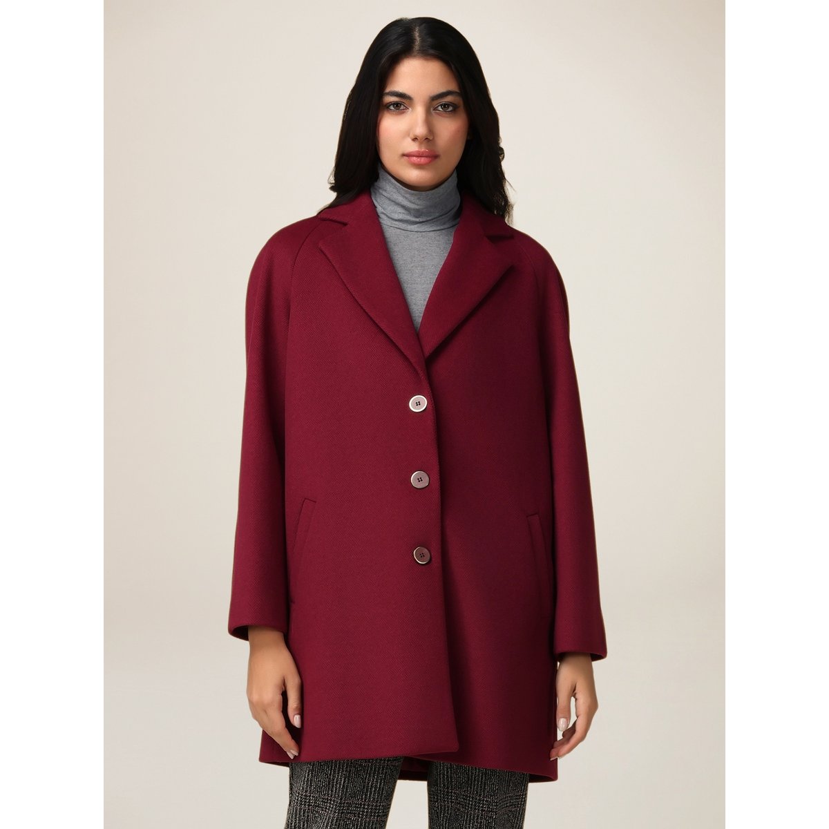 Cloth coat burgundy, OLTRE