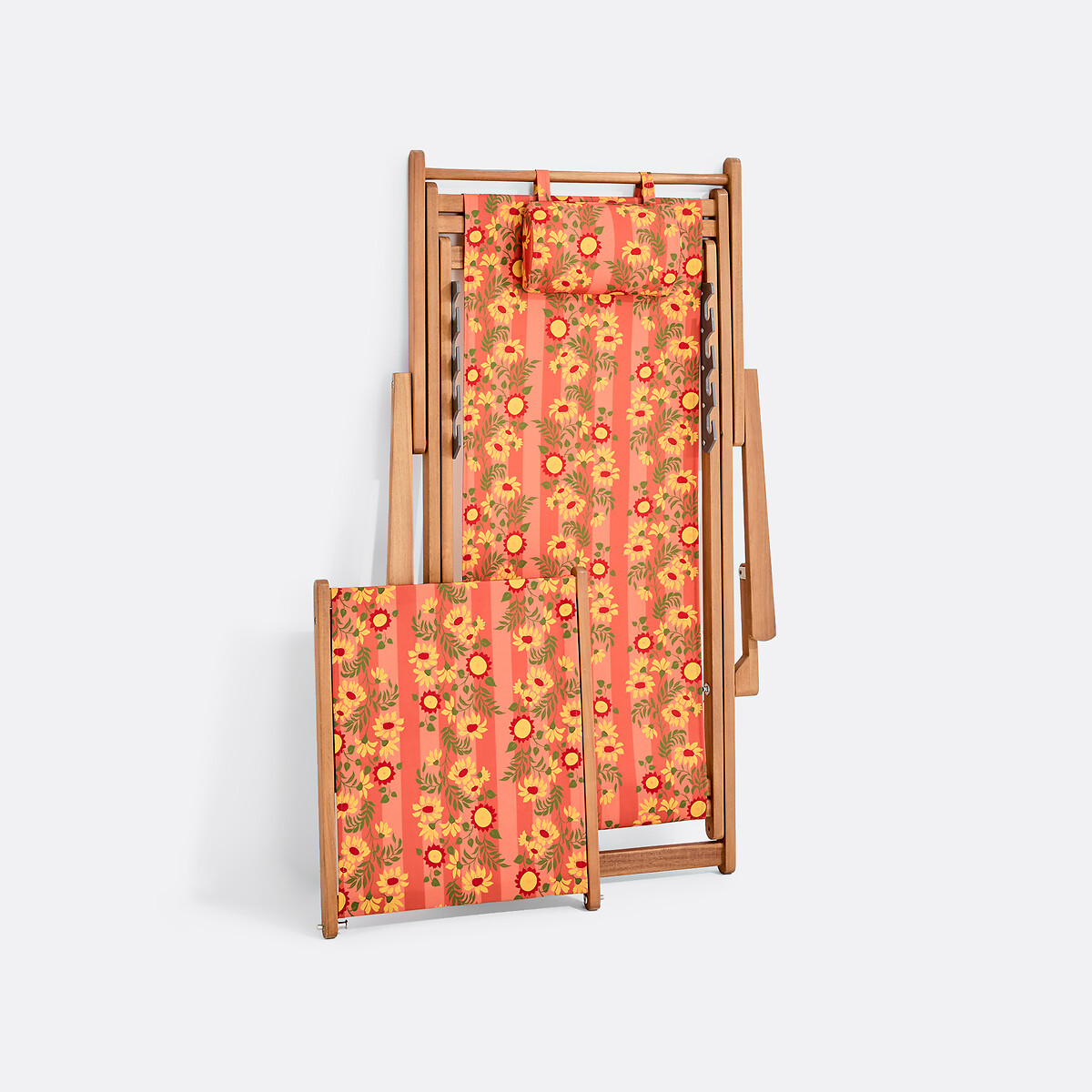 Liegestuhl aus massivem Akazienholz, Stoff mit Blumendruck, VALERIA motiv blumen, LA REDOUTE INTERIEURS