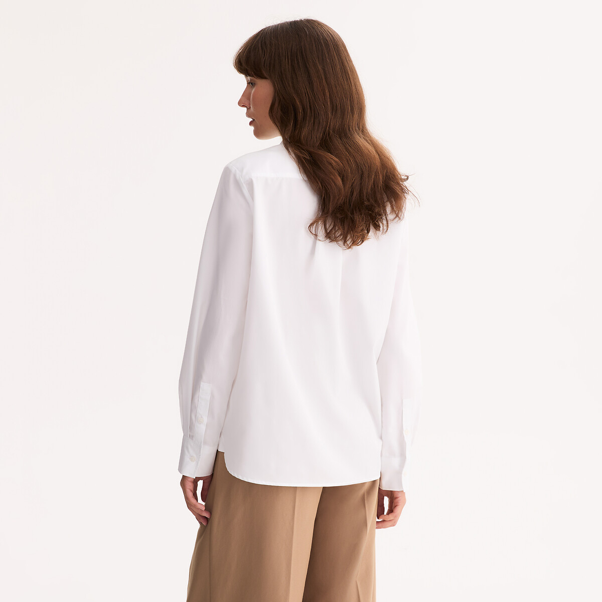 Chemise en coton, manches longues blanc, ANNE WEYBURN