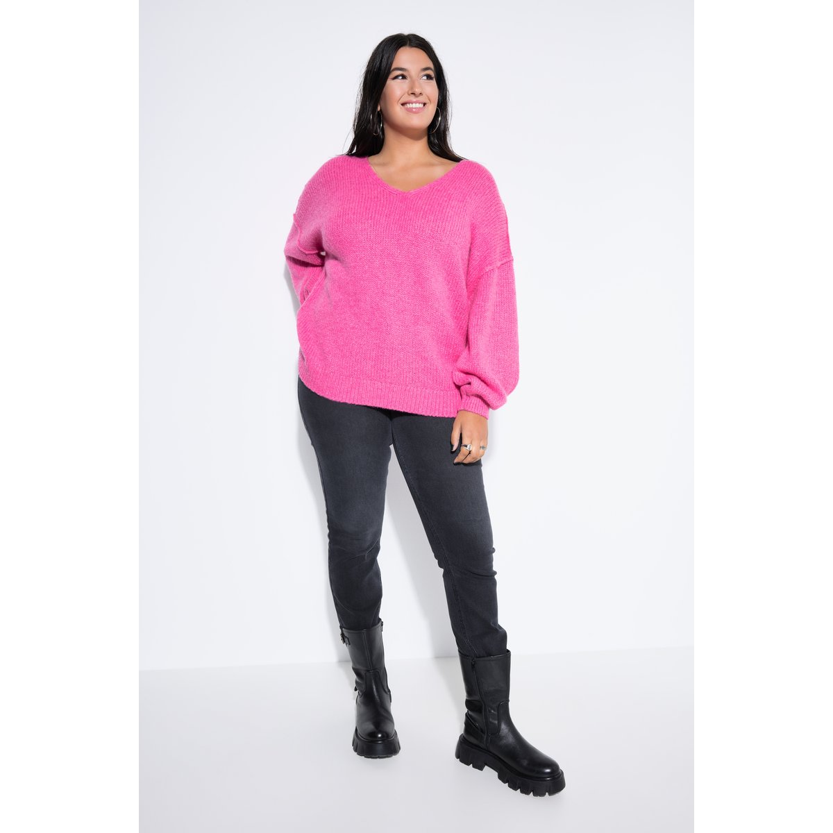 Pull oversized, col V rose vif, STUDIO UNTOLD