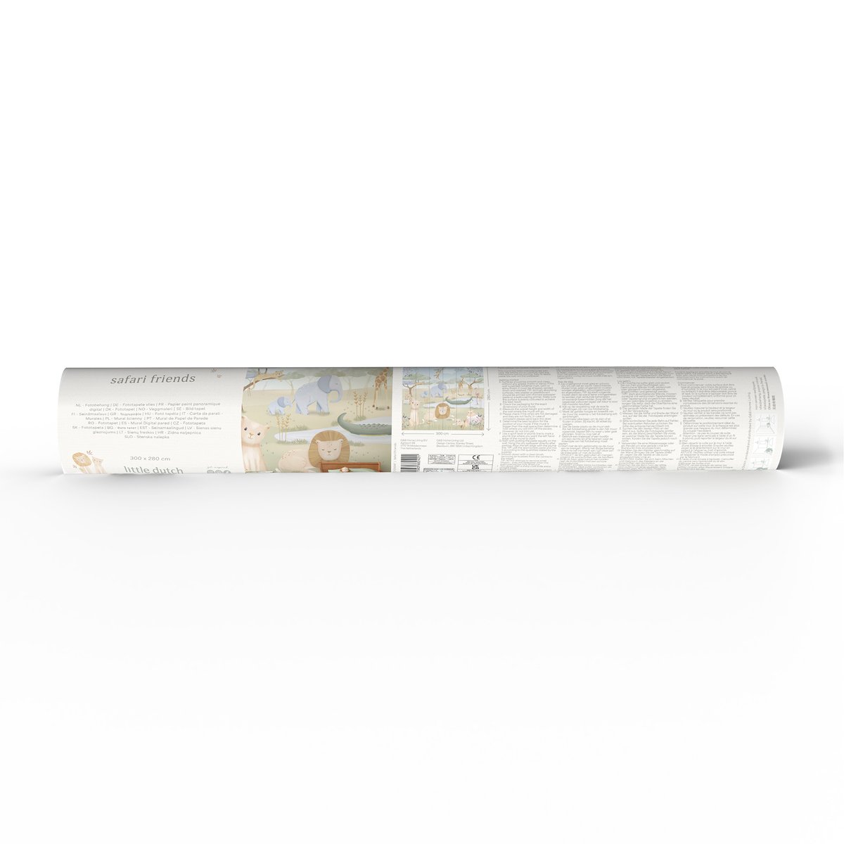 Papier peint panoramique pour enfant Petits animaux de la savanne coloris pastel, LITTLE DUTCH