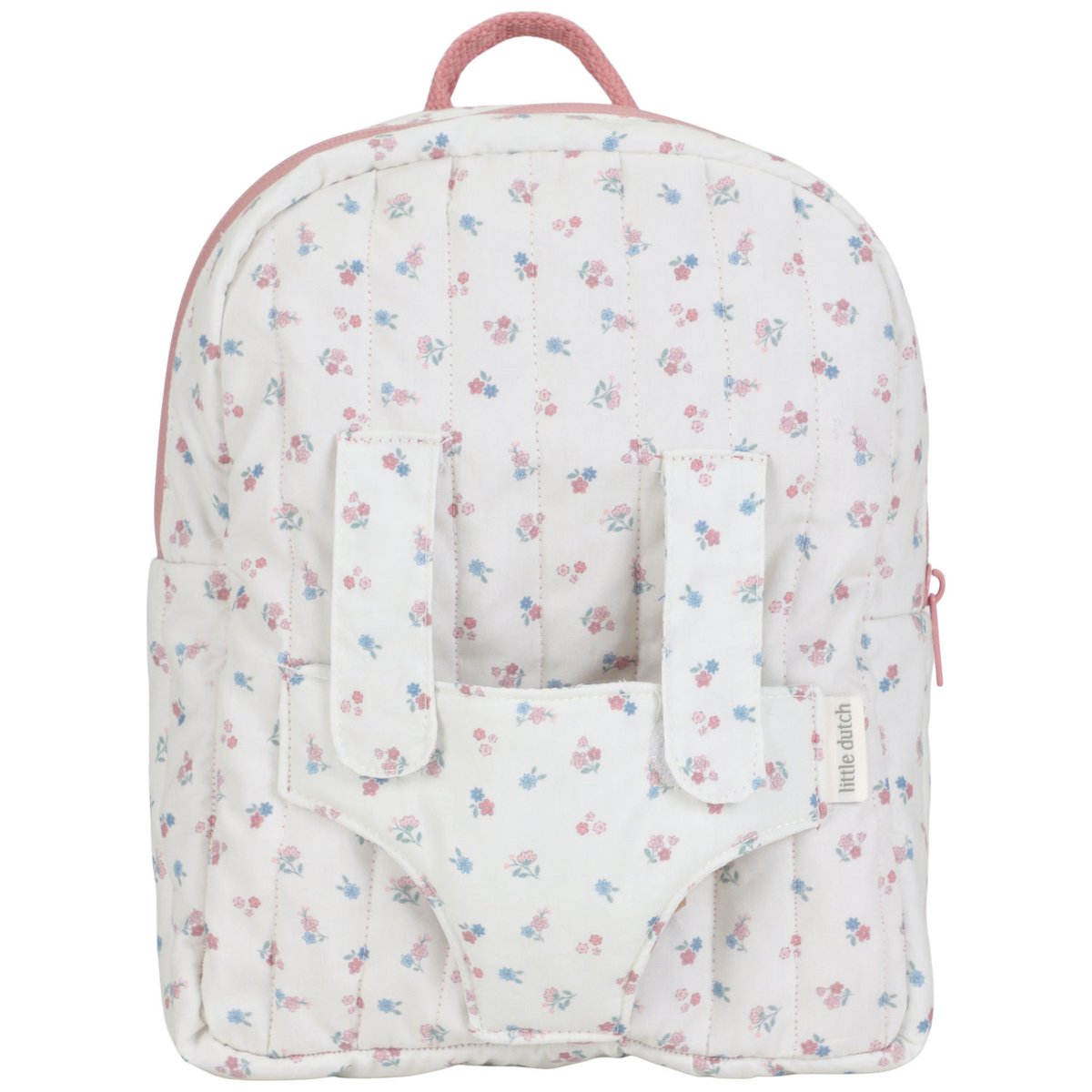 Sac à dos porte bébé pour poupée rose, bleu, blanc, LITTLE DUTCH