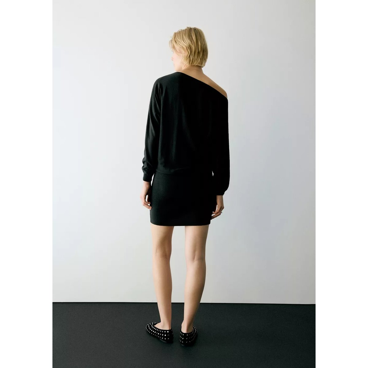 Robe courte maille noir, MANGO TEEN