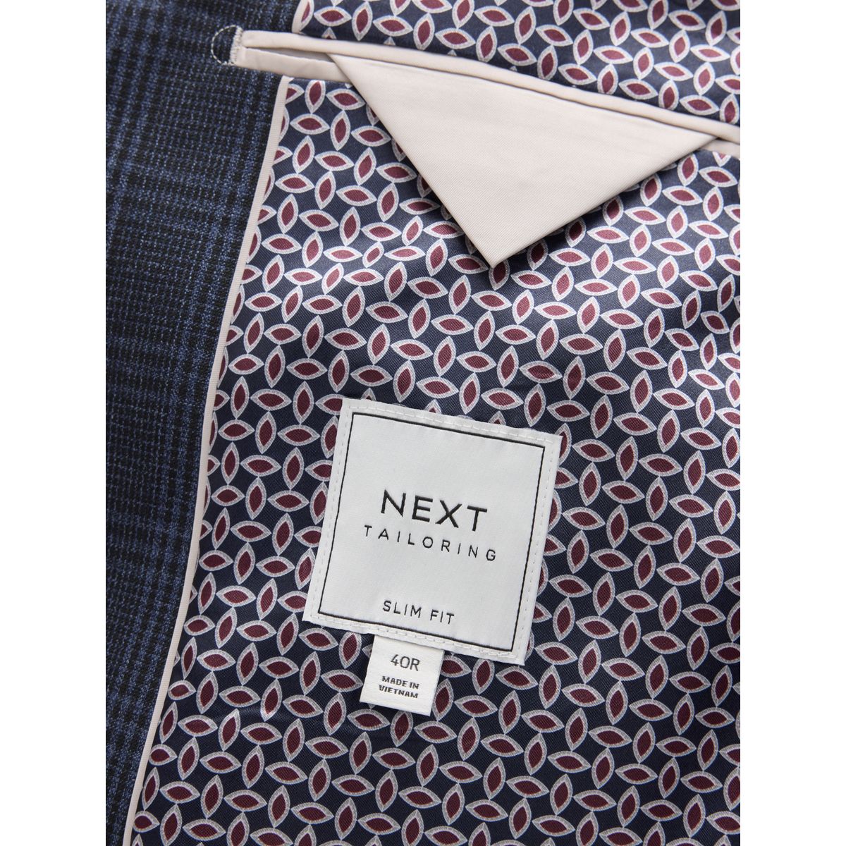 Veste de costume slim à carreaux bleu marine, NEXT