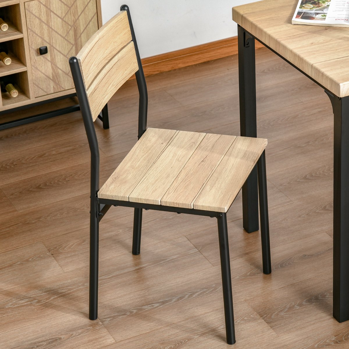 Ensemble de table à manger MDF Noir, Bois de noir, bois clair, HOMCOM