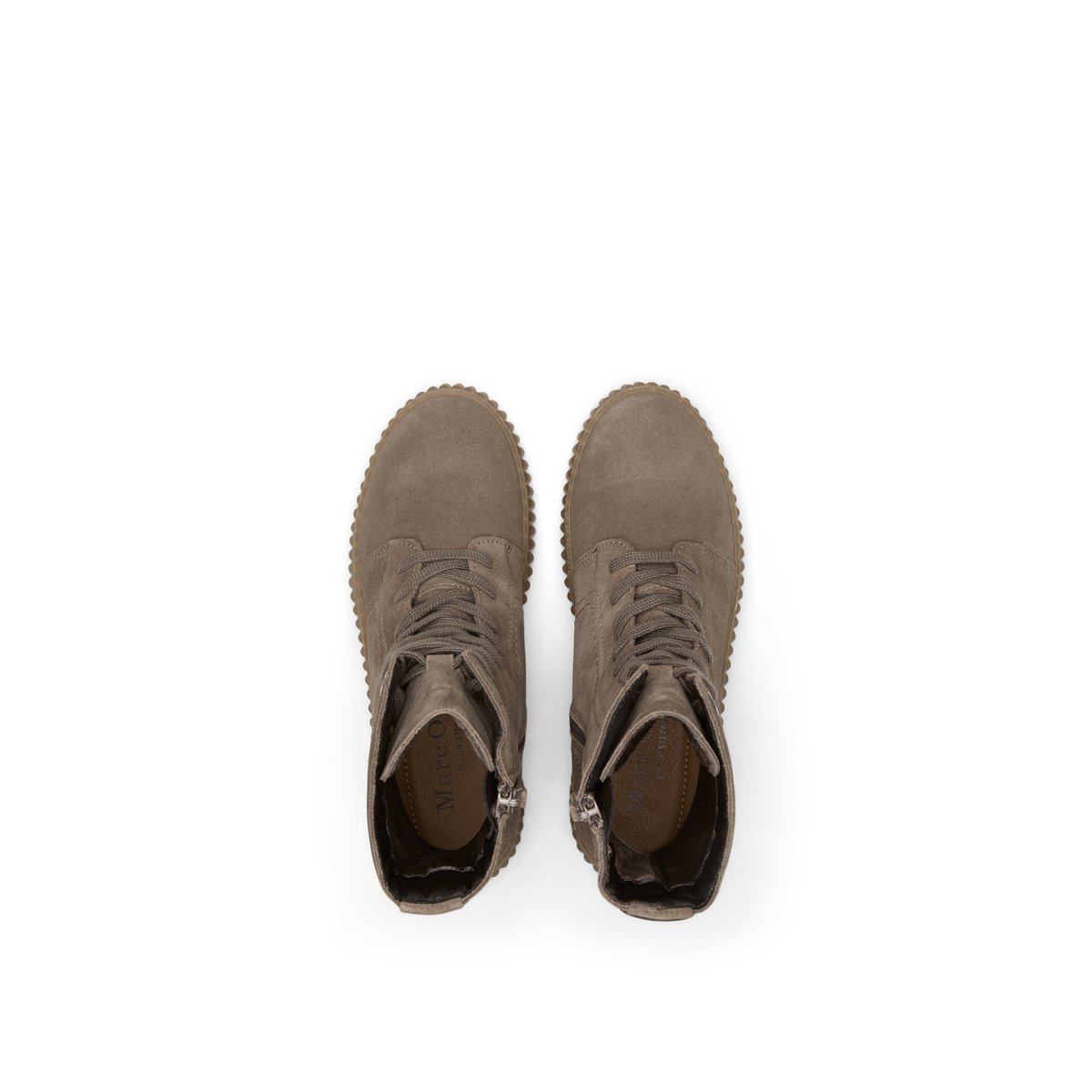 Bottes à lacets, modèle Bianca en cuir velours souple marron clair, MARC O'POLO