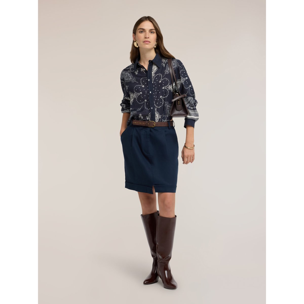 Chemise imprimée bleu, MOTIVI