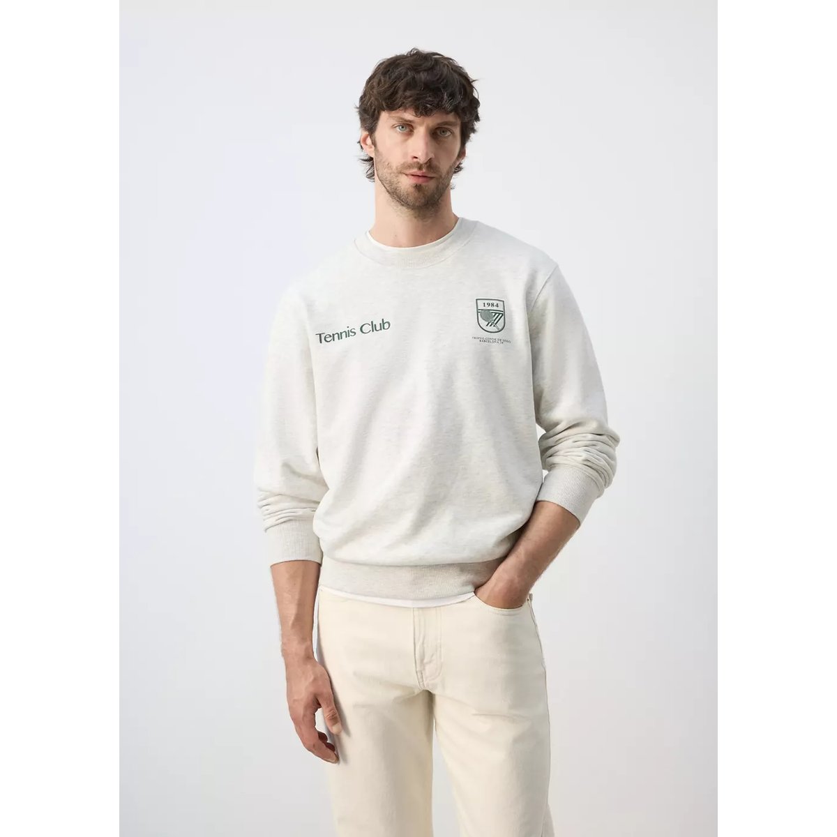 Sweat-shirt polo 100 % coton gris, MANGO MAN