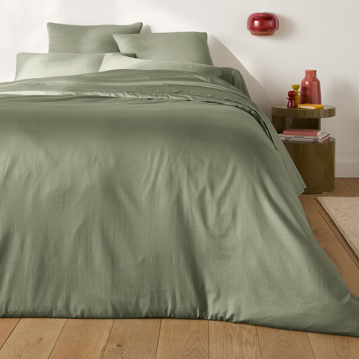 Taie d'oreiller en satin de coton, 153 fils, Opale eucalyptus, LA REDOUTE INTERIEURS