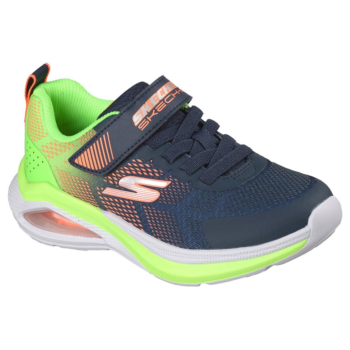 Kids Microspec Max Velocity Trainers navy blue/green, SKECHERS