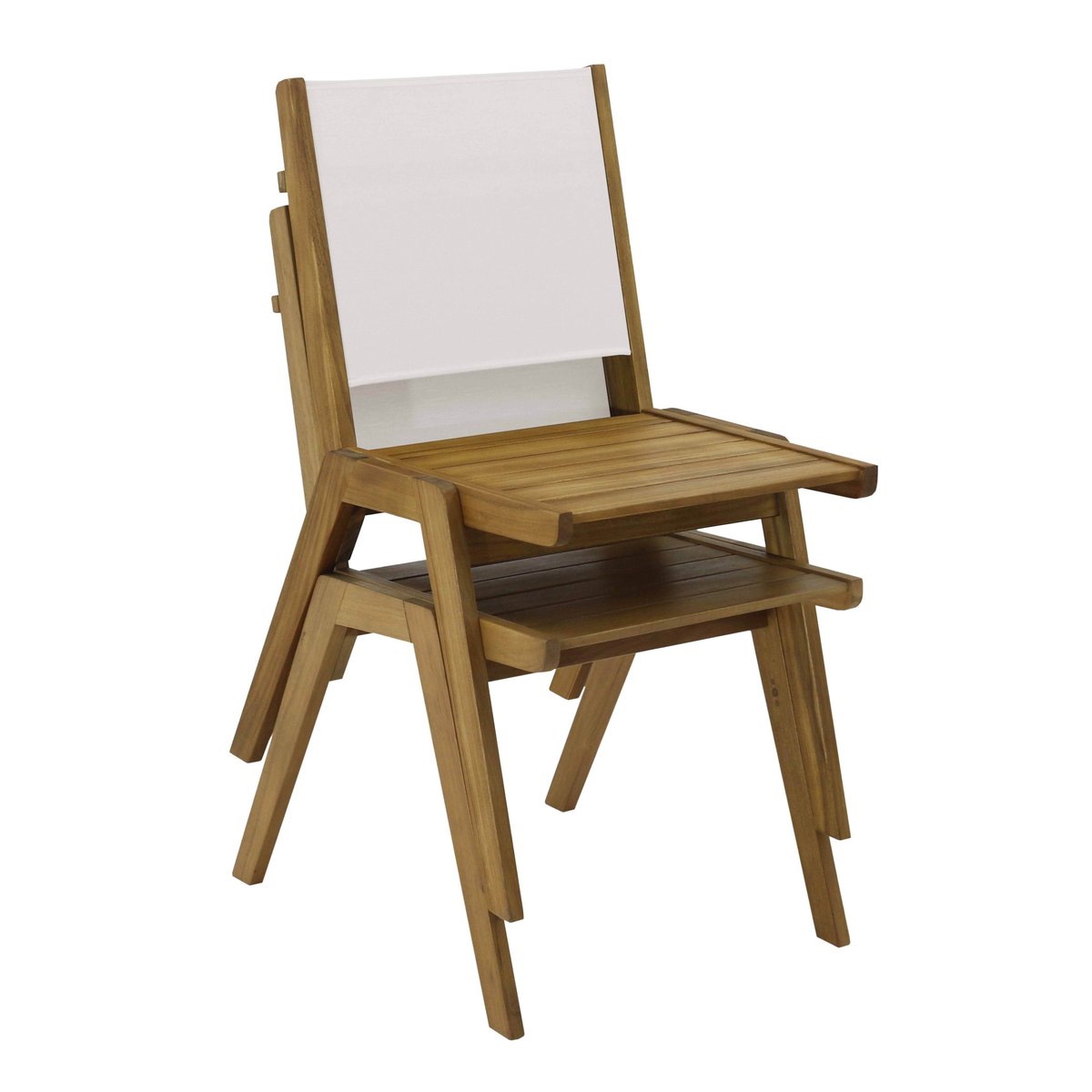Table de jardin en bois d'eucalyptus FSC et 2 chaises, UZES blanc, OVIALA
