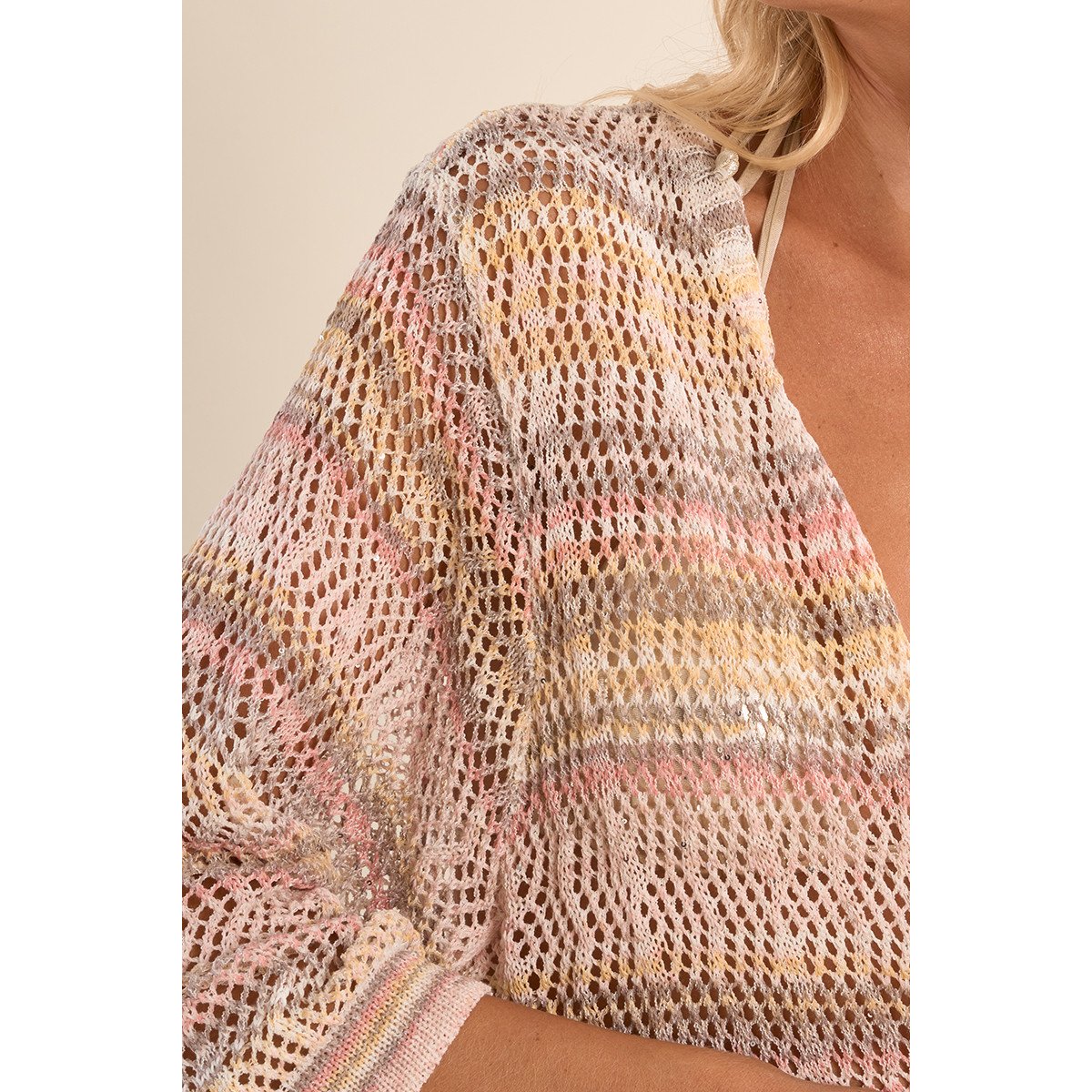 Gilet large ajouré rose, MOLLY BRACKEN
