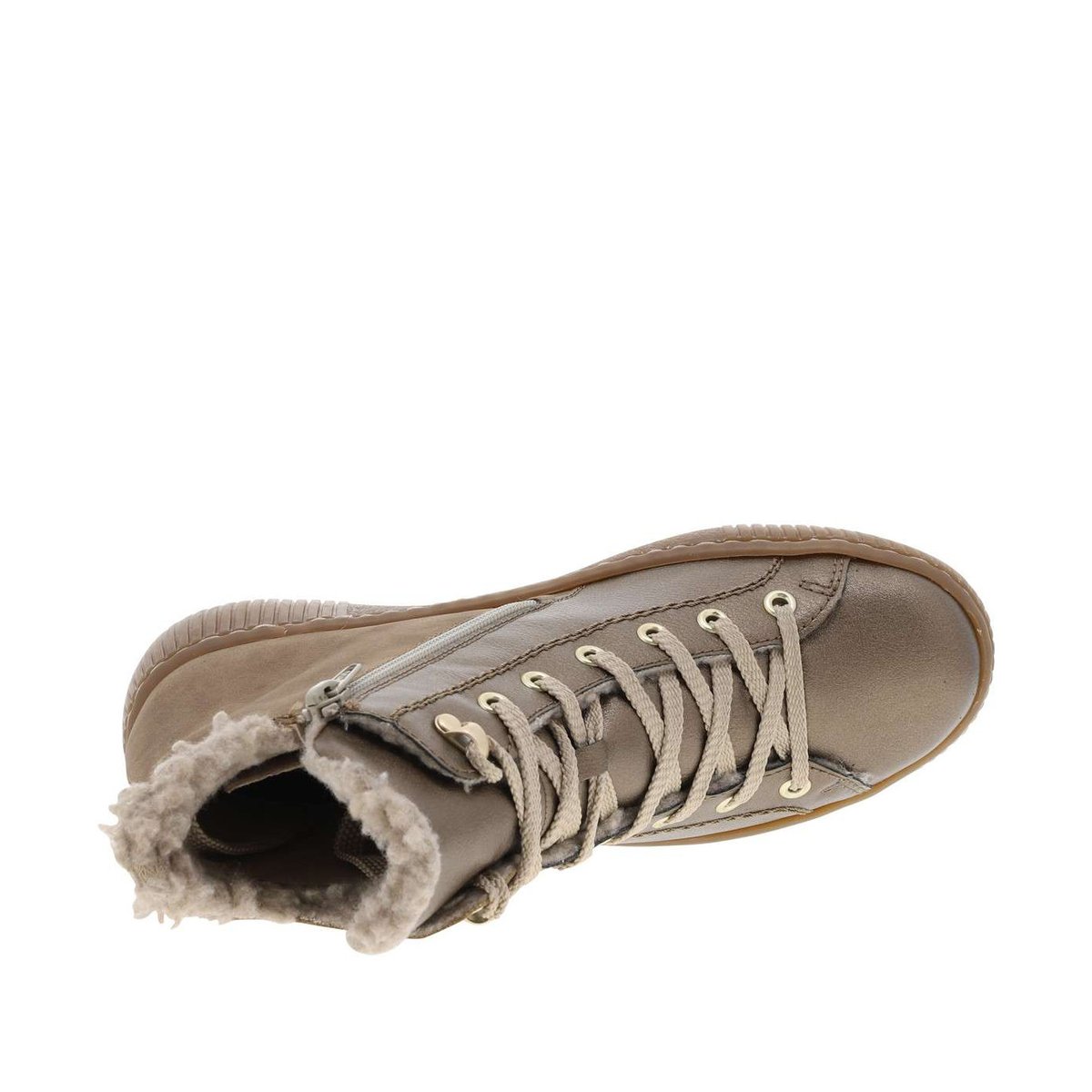 Bottines bronze à talon plat avec une doublure en maille sherpa bronze, RIEKER