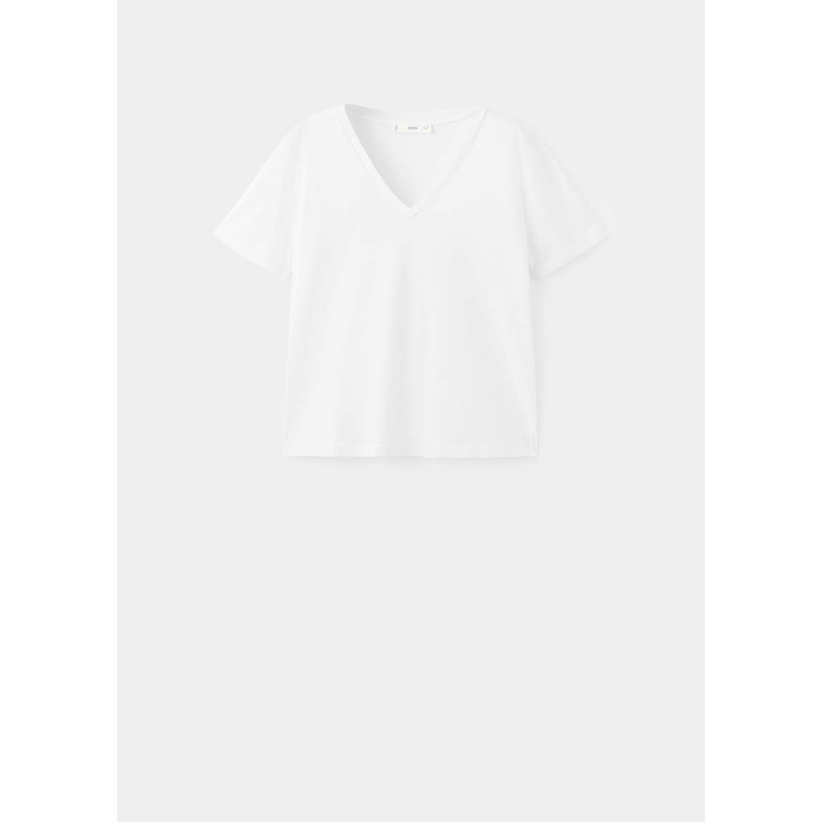 T-shirt coton col en V blanc, MANGO