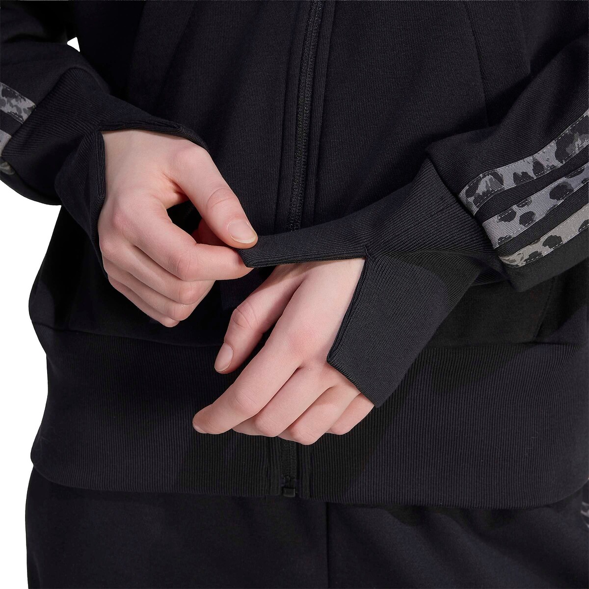 Sweat zippé à capuche manches longues imprimées léopard Essentials noir, ADIDAS SPORTSWEAR