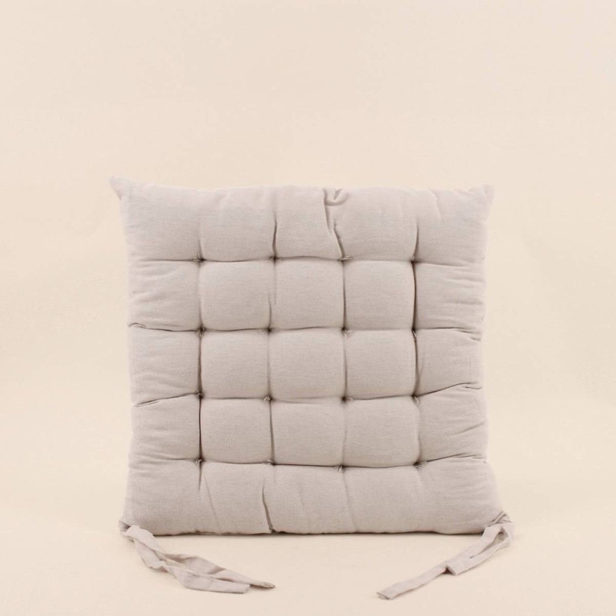 Lot de 4 galettes de chaise en coton à motifs beige, ORNAMI