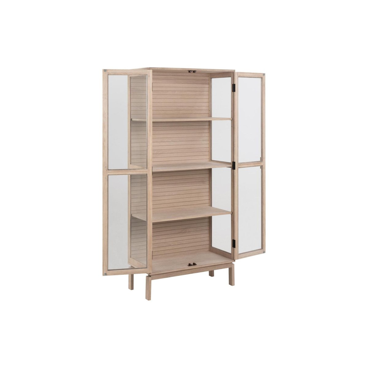 Vitrine en chêne blanchi et verre 2 portes L80 - LIAC bois clair, HELLIN, DEPUIS 1862