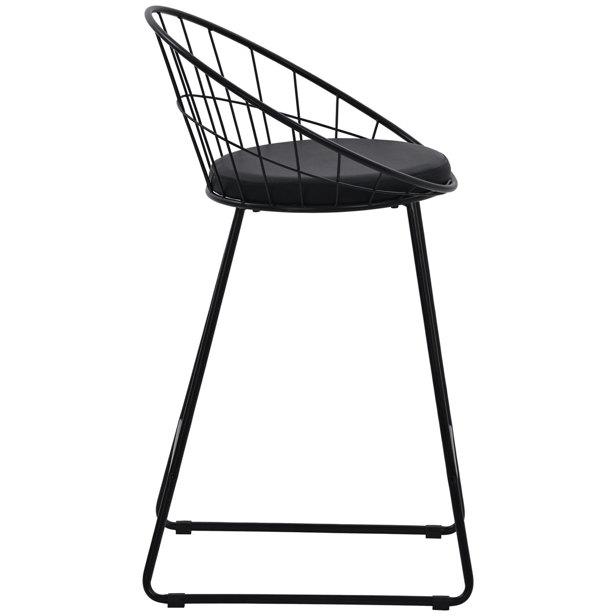 Lot de 2 tabourets métal noir coussin noir, ALEX noir, HAPPY GARDEN