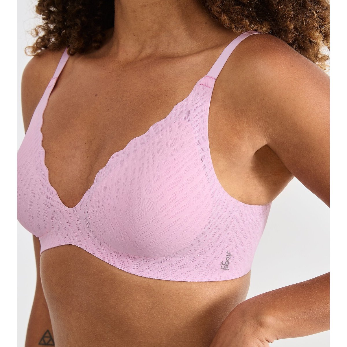 Reggiseno push-up senza ferretto ZERO FEEL BLISS rosa fucsia ricamo caramello, SLOGGI