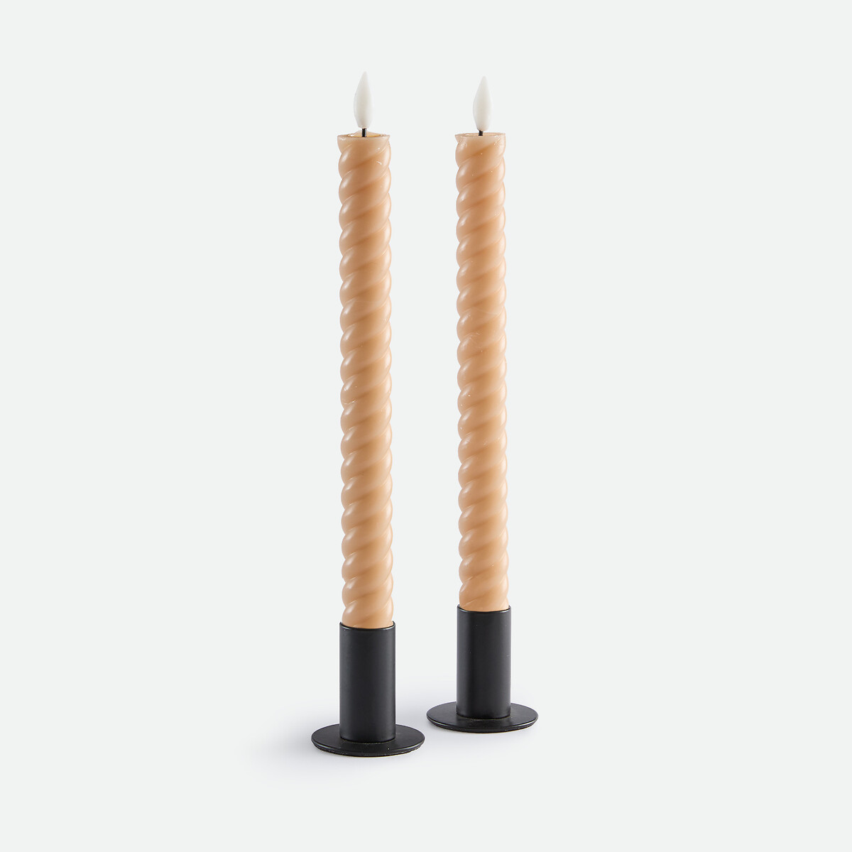 Lot de 2 bougies LED torsadées en cire, hauteur 24,5 cm, CASPAR moka, LA REDOUTE INTERIEURS