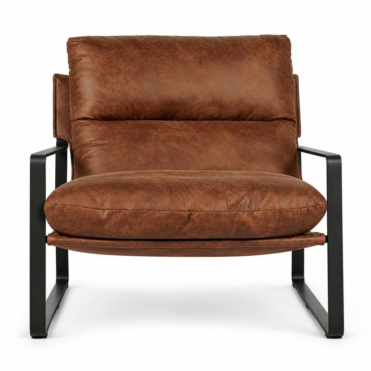 Fauteuil design tissu havane et métal EPIKA marron, PIER IMPORT
