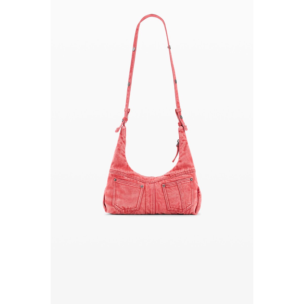 Sac à épaule en denim de taille moyenne rouge, DESIGUAL