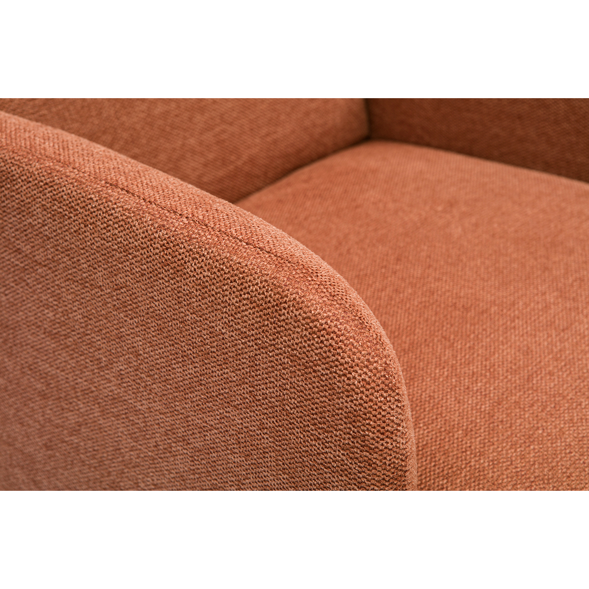 Fauteuil scandinave en tissu effet velours texturé terre brûlée et bois foncé ISKO terra cotta, MILIBOO
