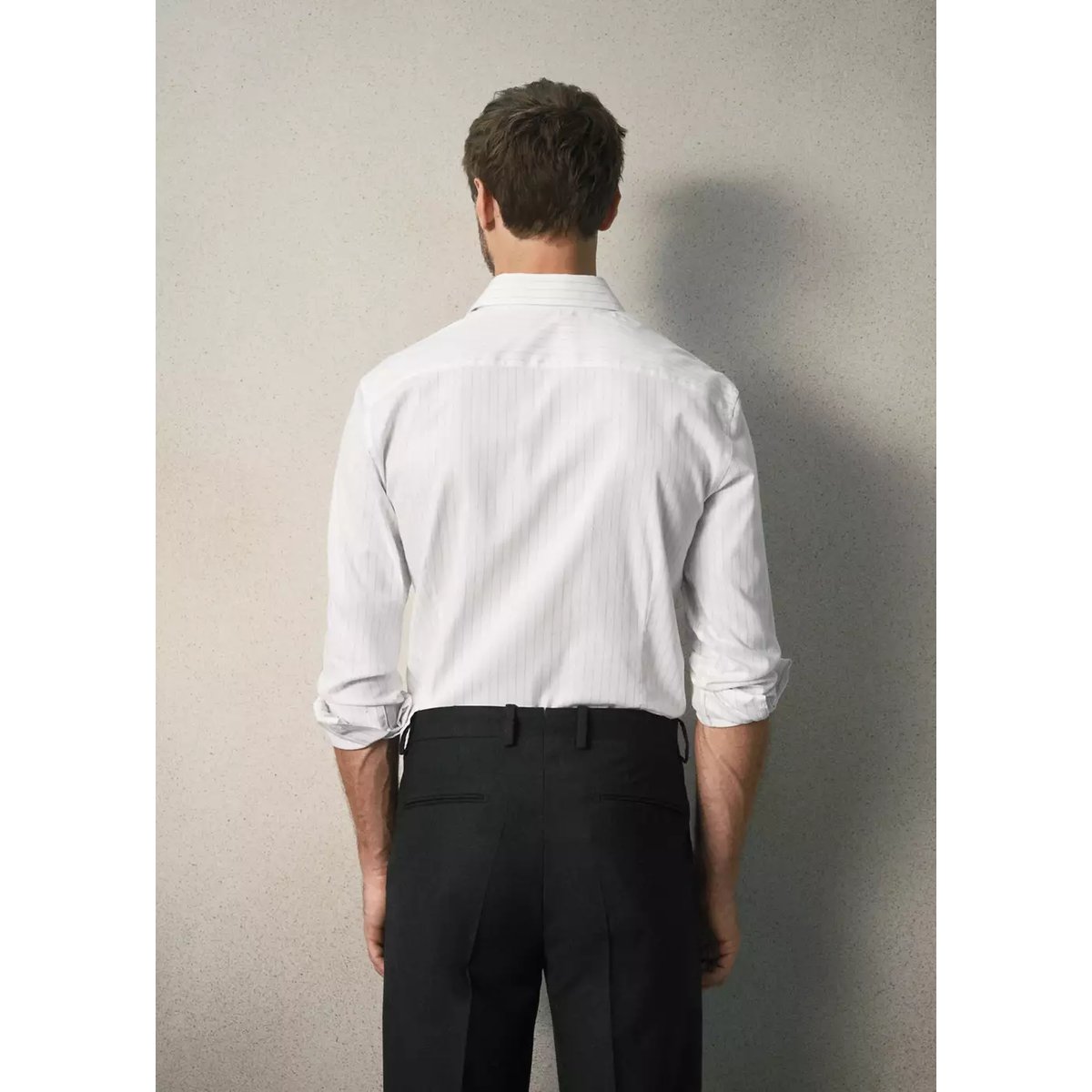 Chemise 100 % coton rayures slim-fit gris, MANGO MAN