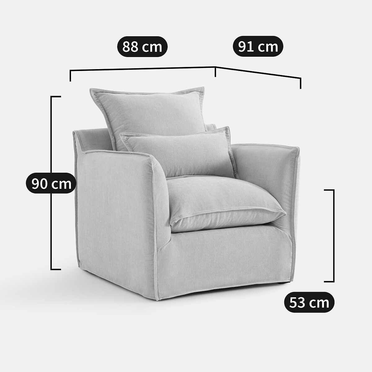 Fauteuil, déhoussable, en polyester chiné, ODNA beige, LA REDOUTE INTERIEURS