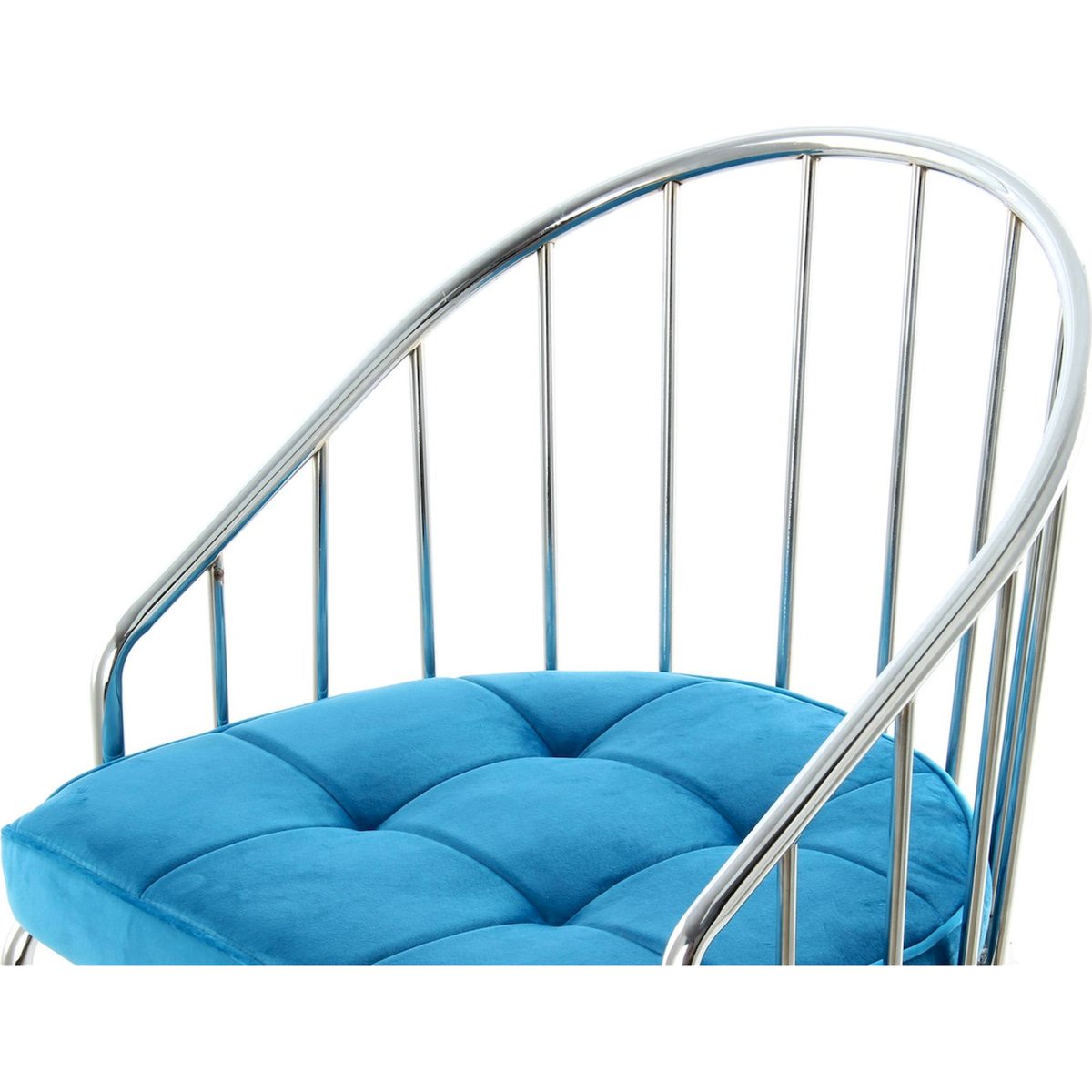 Chaise de salle à manger en velours capitonné bleu pétrole et chrome argenté, ARTE ESPINA