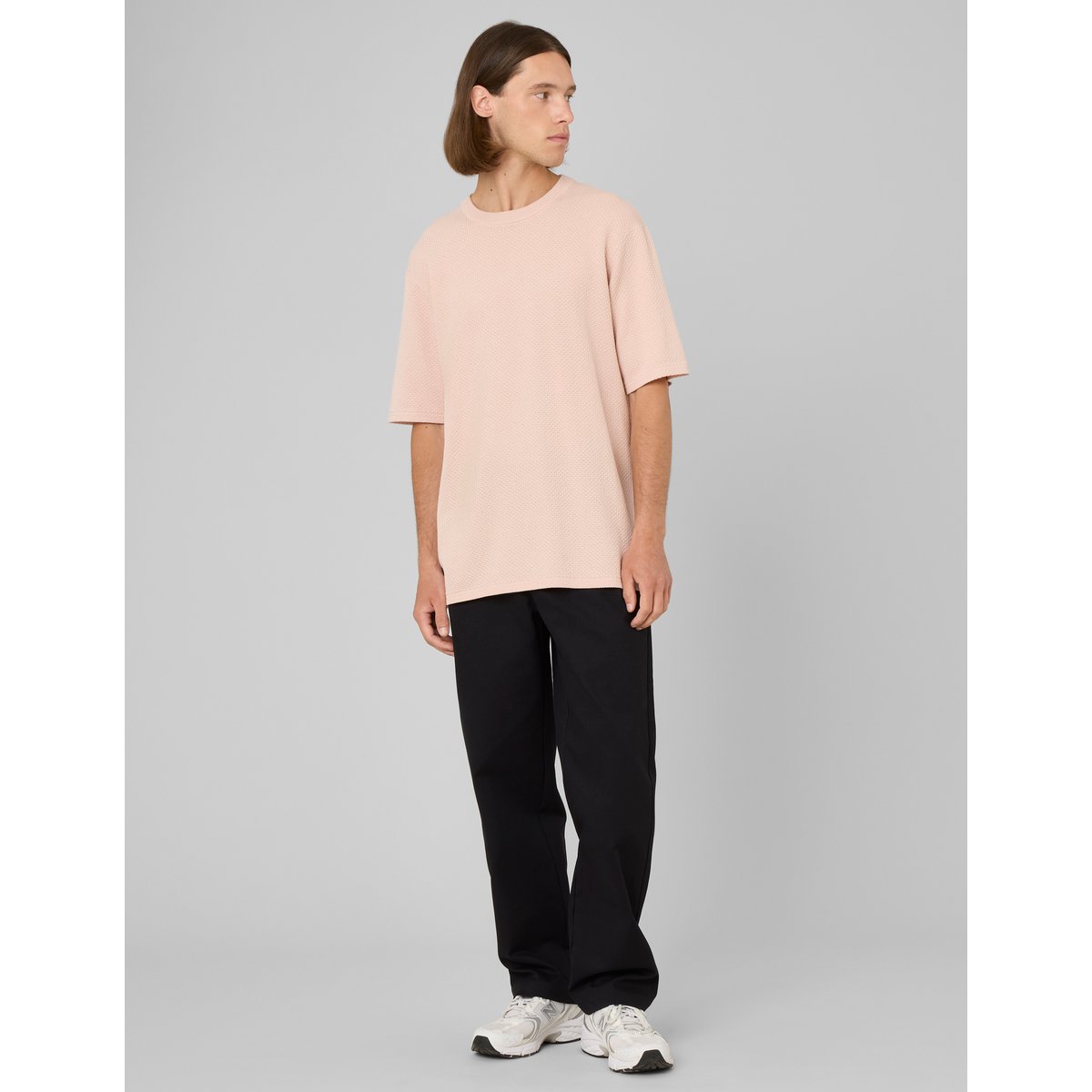 T-shirt maille texturée rose pâle, BZB