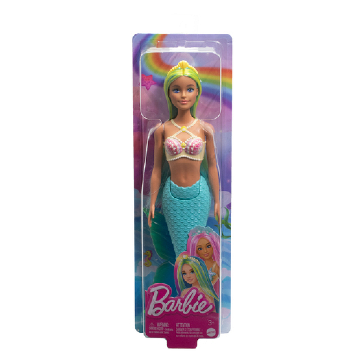 Barbie A Touch of Magic  Poupée Sirene bleue beige, MATTEL