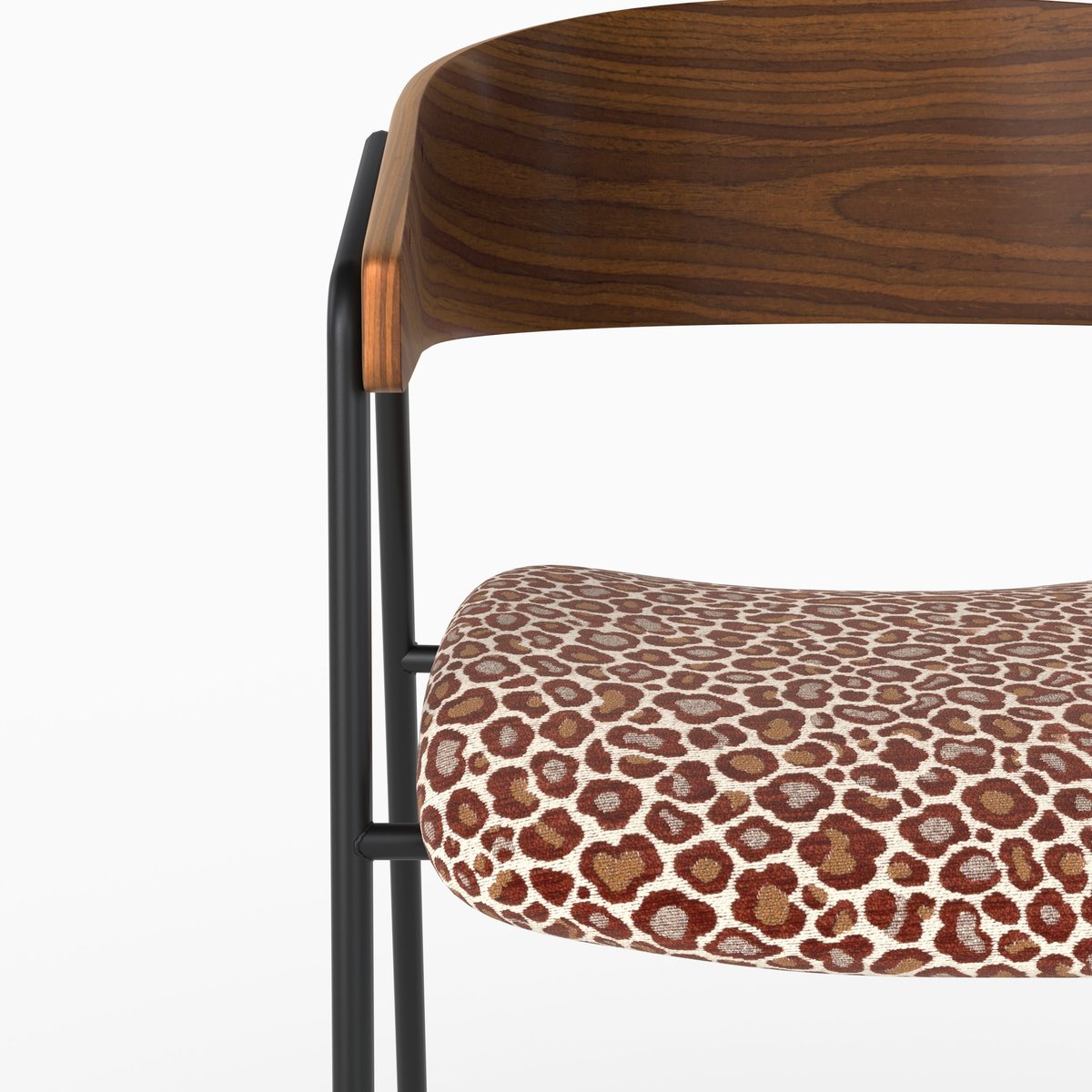 Lot de 2 chaises en tissu léopard - ESMÉE bordeaux léopard, MAISON PAVANE