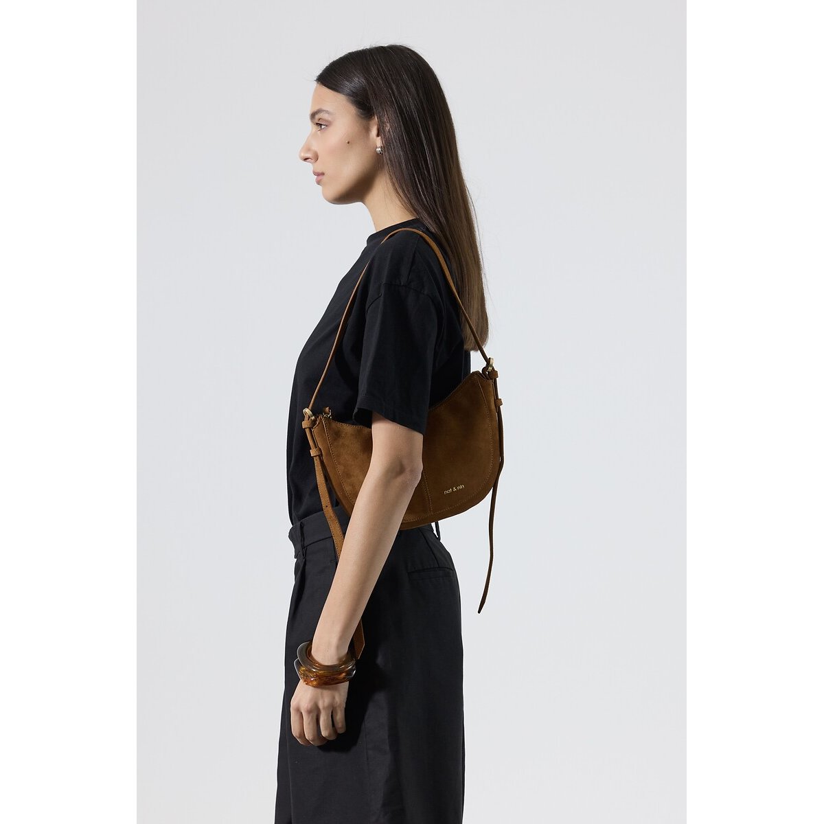 Mini Rodeo Suede Shoulder Bag gingerbread brown, NAT & NIN