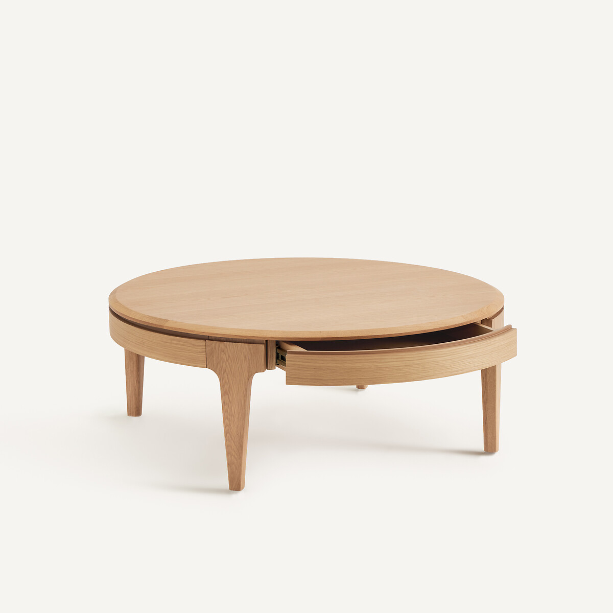 Sanara Solid/Veneer Oak Round Coffee Table with 2 Drawers natural oak, AM.PM
