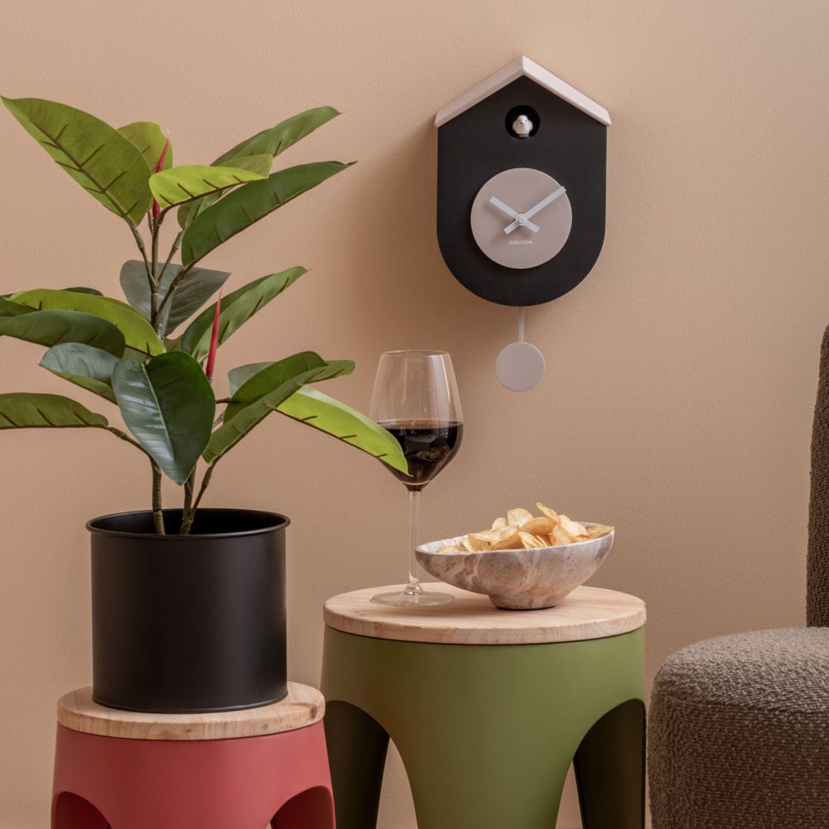 Horloge à pendule- GRATO CUCKOO noir, KARLSSON