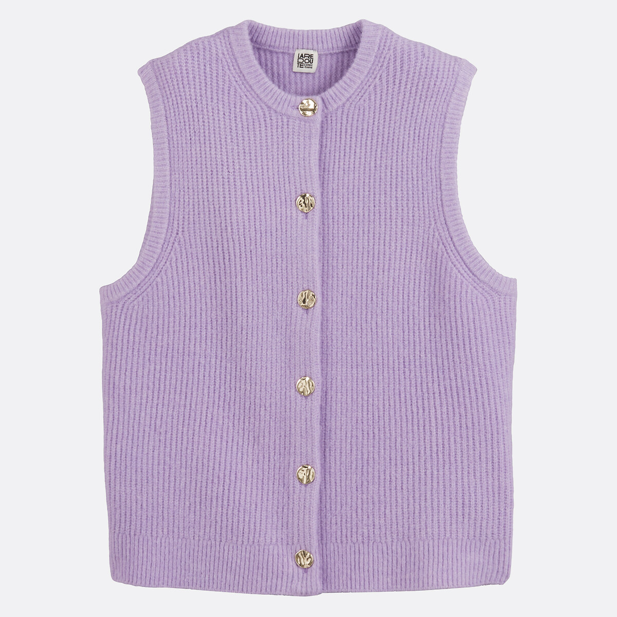 Gilet senza maniche in maglia a coste viola lilla, LA REDOUTE COLLECTIONS