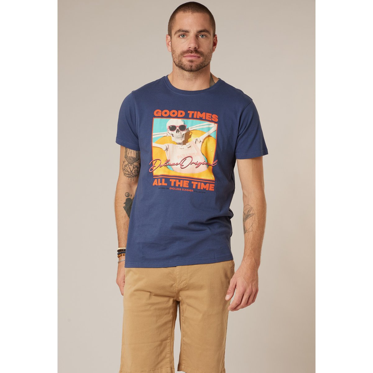 T-shirt homme en coton SWIMTIME indigo, DEELUXE