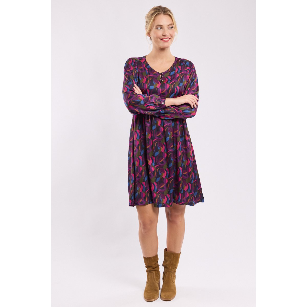 Robe fleurie Alice mosaique de feuilles, TERRE & MER
