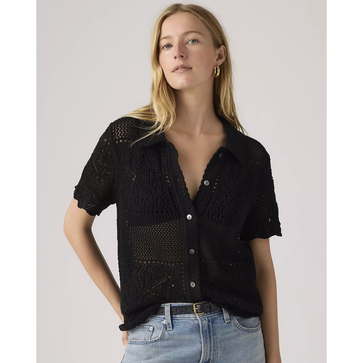 Crochet Short Sleeve Blouse charcoal, LEVI'S