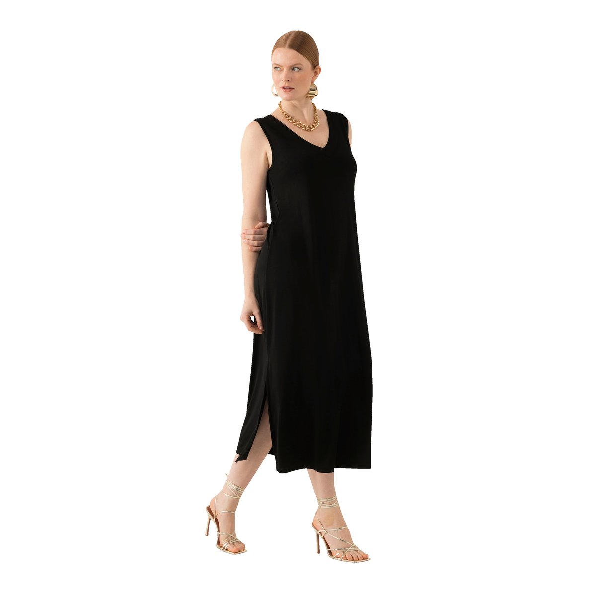 Robe midi sans manches noir, ULLA POPKEN