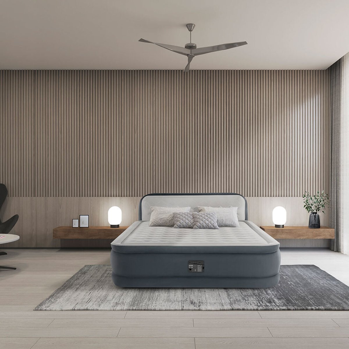 Matelas gonflable Ultra Plush Headboard gris, INTEX