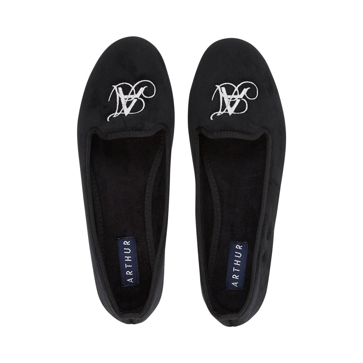 Chaussons ballerine en velours noir noir, ARTHUR