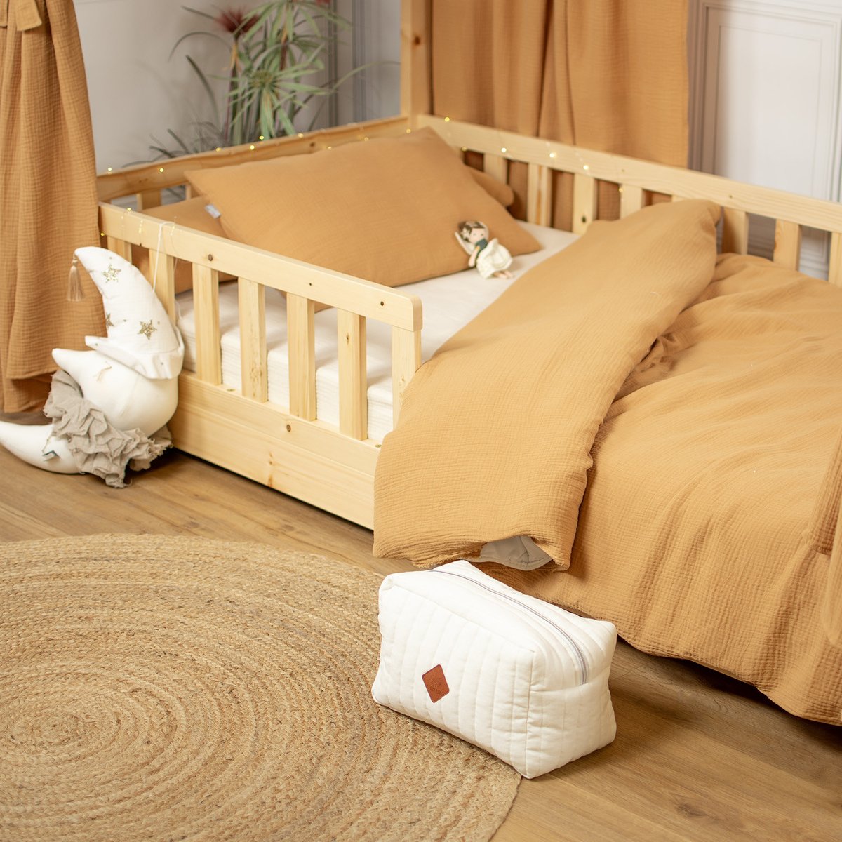 Parure de lit, housse de couette et taie d'oreiller JEANNE camel, SEVIRA KIDS