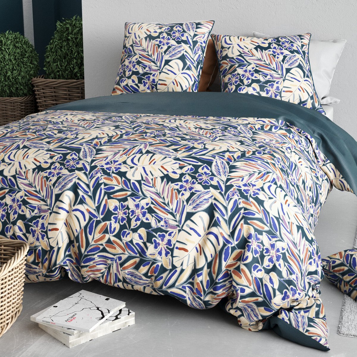 Parure housse de couette en coton imprimée, Nouk blanc, C DESIGN HOME TEXTILE