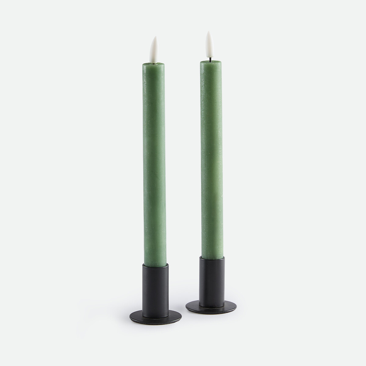 Lot de 2 bougies LED, en cire, hauteur 24,5 cm, CASPAR vert, LA REDOUTE INTERIEURS